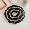 Scrunchie listrado de cor contrastante em tricô minimalista coreano, elástico de cabelo estilo preguiçoso, faixa elástica para penteado de coque baixo