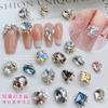 Arte de uñas Pila de cristal Luz de diamante Lujo super brillante Forma de corazón Rectangular Ángulo recto Incrustado a mano Decoraciones de uñas de perla al por mayor