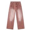 MTLCLOTHES ropa para hombre 2023 Otoño Nuevo retro desgastado rojo ladrillo Mezcla de mezclilla con costuras traje de pantalón