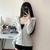 Jaqueta Moletom Feminina 2025 Outono Novo Primavera e Outono Slim Feminino Roupa de Yoga Cardigan Fino Top Esportivo Justo
