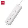 Deli 18174(03) Regleta Blanca Brillante 3 Tomas 3m / 1.98174m (1.8) Regleta Nueva Norma Nacional