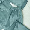 Pijama de seda de hielo para mujer de primavera y otoño, cárdigan suelto de manga larga, ropa de casa casual cómoda, traje de dos piezas transfronterizo europeo y americano