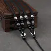 Colar com Cordão para Pendente de Pescoço em Madeira Ébano Vintage Corda para Pingente com Cordão Grosso para Homens Pingente de Jade Guanyin