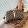 Bolsa de concha xadrez de luxo leve para mulheres, bolsa transversal, bolsa de ombro, bolsa pequena de alta qualidade, bolsa feminina, bolsa de mão, cores contrastantes estampadas, para passear