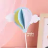 Cartão de inserção de decoração de bolo de balão de ar quente colorido tridimensional, inserção de bandeira de plug-in de decoração de bolo de aniversário infantil de desenho animado criativo