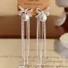 Pendientes de Zirconita con Lazo y Perla Aguja de Plata Super Hada, Pendientes de Lujo Ligero de Gama Alta, Accesorios de Oreja Dulces Elegantes Franceses para Mujer
