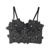 Elegante top strapless floral tridimensional con cuentas, copas y almohadillas para el pecho incorporadas, espalda abierta grande, camisola ajustada con ballenas