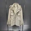 Outono Inicial 2025 Nova Roupa de Trabalho Design com Cordão Vento Casual Retrô Conjunto de Jaqueta + Saia