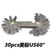 Calibre de dente de aço inoxidável calibre de rosca amostra de rosca 60 graus Americano 30 Peças calibre de rosca padrão americano US60 graus