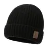 Chapéu de Lã Tricotado Masculino Outono e Inverno Cor Sólida Com Pelúcia Interna Proteção para Orelhas Quente Chapéu para Frio Versátil Circunferência da Cabeça Grande Chapéu de Puxar