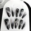 Série Gótica Artesanal Dark Nail Art Metal Tridimensional High-End Cool e Picante Unhas Prontas para Usar Médio-Longas Série Preta