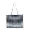 Bolsa de Pano de Lã Feminina de Ombro Grande Capacidade Estilo Japonês Estilo Coreano Bolsa de Xadrez para Estudante Feminina Bolsa de Pano Portátil Bolsa Grande