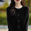 Listo para usar sin costuras de primera línea transfronterizo de terciopelo Andy Nuevo estilo coreano Otoño e Invierno 2025 Cárdigan de punto para mujer Cuello redondo Holgado de punto