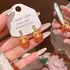Brincos Pingente Pérola Champagne Feminino Retrô Luxo Leve Temperamento Brincos de Tarraxa Cheios de Diamante Novo Estilo Coreano Joias de Orelha de Alto Padrão
