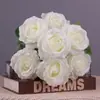 Rosa artificial de 7 cabezas, flores artificiales, flores falsas para decoración de bodas, flor de rosa artificial al por mayor transfronterizo