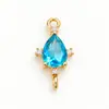 Colgante de Zirconia Transparente Incrustada en Zirconia Chapado en Oro Cobre Forma de Gota de Agua Encanto Hecho a Mano DIY Doble Colgante Accesorios Material para Pendientes Collares