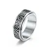 Anillo Giratorio Dominante de Acero Inoxidable Joyería Kateel Knot Shengxi Europeo y Americano Transfronterizo 8mm Color Acero Corrosión Pequeño Gusano Blanco