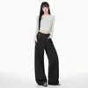 Jeans de Pierna Ancha Antidesvanecimiento de Cintura Alta para Mujer, Nuevo Estilo Primavera 2026, Diseño Único con Remaches, Pantalones Sueltos de Largo hasta el Suelo