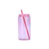 Vaso de vidrio de borosilicato alto transparente simple tipo mason de 16 oz con tapa de color de plástico para sublimación transfronterizo vaso con pajita esmerilado