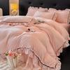 Juego de Cama de Terciopelo de Leche Tallado de Cuatro Piezas Invierno Engrosado Cálido Terciopelo Coral Malla Mate de Alta Densidad Funda de Edredón Franela