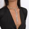 Collar de Cadena de Garra Exagerada Estilo Europeo y Americano Borla de Pedrería Cadena de Cuello de Lujo Ligero Collar Elegante de Celebridad Cibernética Personalizado para Fiesta de Cena