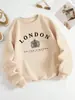 Impressão Brasão de Armas de Londres Reino Unido Pulôver Feminino Suave Sweatshirts Hip Hop Soltas Casuais Roupas Femininas Outono Ovelha