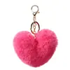 Colgante de Pompón con Forma de Corazón Transfronterizo al por Mayor, Decoración de Peluche para Coche, Llavero con Forma de Corazón para Parejas, Pompón del Día de San Valentín