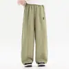 Pantalones ligeros estilo "old money" para niños de tamaño mediano a grande, pantalones de verano finos para niños con pierna ancha curva, versión coreana de pantalones casuales holgados