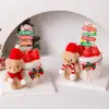Decoración para Pastel de Navidad 2025 Adornos Lindos de Oso de Peluche Señal de Feliz Navidad Enchufe
