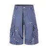 Shorts de Trabajo Casuales Patchwork Rasgado Salpicados de Tinta para Hombre, Nuevo Estilo de Verano Estilo Hong Kong Versátil Pierna Recta Pantalones Cortos Salpicados de Tinta para Mujer Tendencia