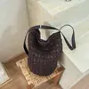 Transfronterizo 2026 Verano Nuevo Tejido a Mano Moda Versátil Bolso Gran Capacidad Paja Hombro Axila Bolso Cubo