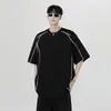 Camiseta de manga corta patchwork deconstruida para hombre, nuevo estilo de verano, camiseta casual holgada de alta resistencia estilo callejero americano para adolescentes