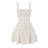 Vestido Curto Elegante Floral com Laço de Renda Doce Estilo Menina Vestido de Suspensório com Amarração nas Costas Ajuste na Cintura Sem Costas
