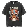 Camiseta de Manga Corta para Hombre Estilo Retro Lavado Dibujos Animados Europeos y Americanos Talla Europea 2025 Transfronteriza, Camiseta para Hombre Lavada y Desgastada
