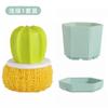 Cepillo de Limpieza Nano Cactus para Cocina del Hogar con Mango Cepillo Creativo de Maceta Bola de Limpieza Multifuncional que no suelta pelusa
