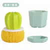 Cepillo Limpiador Nano Cactus Multifuncional para el Hogar Bola Limpiadora que no Suelta Fibras Cocina Color Degradado Creativo Cepillo para Macetas