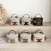 Bolso Cubo de Lino Versátil Personalizado para Mujer, Bolso de Hombro de Lujo Ligero Estilo Nuevo, Bolso Cruzado Cilíndrico de Nicho