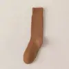 Meias Terry Grossas de Cano Médio para Outono e Inverno, Meias Unissex Quentes de Cor Sólida, Meias Longas Listradas Casuais Estilo Japonês