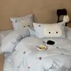Nuevo Juego de Cuatro Piezas de Algodón Cepillado Bordado de Precisión de 100 Piezas para Otoño e Invierno Funda de Edredón Bordada para Dormir al Natural Ropa de Cama de Algodón Puro