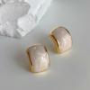 Pendientes geométricos con goteo de aceite color beige perla, moda francesa retro, pendientes de lujo ligero, más vendidos, estilo idéntico al de las celebridades de Internet, pendientes pequeños
