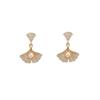Colar para Mulheres Moda Coreana Folha de Ginkgo Pérola de Água Doce Agulha de Prata S925 Brincos Novo Conjunto da Moda Corrente para Clavícula