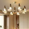 Candelabro de sala de estar estilo medieval, estilo chino nuevo, estética de la dinastía Song, tela impresa vintage, lámpara de pasillo color nogal de diseñador