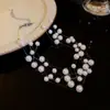 Collar de Perlas de Múltiples Capas Incrustado con Diamantes Estilo Corte Francés, Cadena para Suéter de Lujo Ligero Francés de Alta Gama, Versátil para Otoño e Invierno