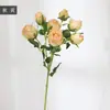 Flor artificial de rosa retro de 7 cabezas, rosa de múltiples cabezas con borde quemado, flor artificial, flor seca, decoración de mesa de sala de estar, accesorios de fotografía