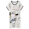 Pijama de nuevo estilo para mujer, verano, manga corta, fino, dibujos animados, lindo, holgado, camisón, vestido holgado de longitud media, ropa para casa, transmisión en vivo