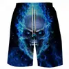 Shorts de Verão Europeu e Americano Série Caveira Impressão 3D Verão Soltos Calças de Praia Moda Casual Shorts Masculino