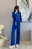 Conjunto de Sudadera Casual Deportiva de Moda para Mujer, Nuevo Conjunto de Dos Piezas Azul Klein Primavera y Otoño 2025, Adelgazante y Moderno