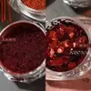 Joyería Roja de Año Nuevo Manicura Roja con Lentejuelas Adornada con Polvo Fino de Brillo de Arena Movediza Manicura de Uñas