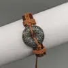 Pulsera Trenzada de Aleación Retro de Cuero Más Vendida por el Fabricante para Hombres, Pulsera Ajustable para Parejas y Mejores Amigos en