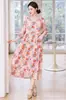 Vestido Retro de Algodón y Seda con Cuello Redondo para Mujer Tallas Grandes, Vestido Largo Holgado Adelgazante, Vestido Estampado Estilo Vacaciones, Venta al por Menor Transfronteriza